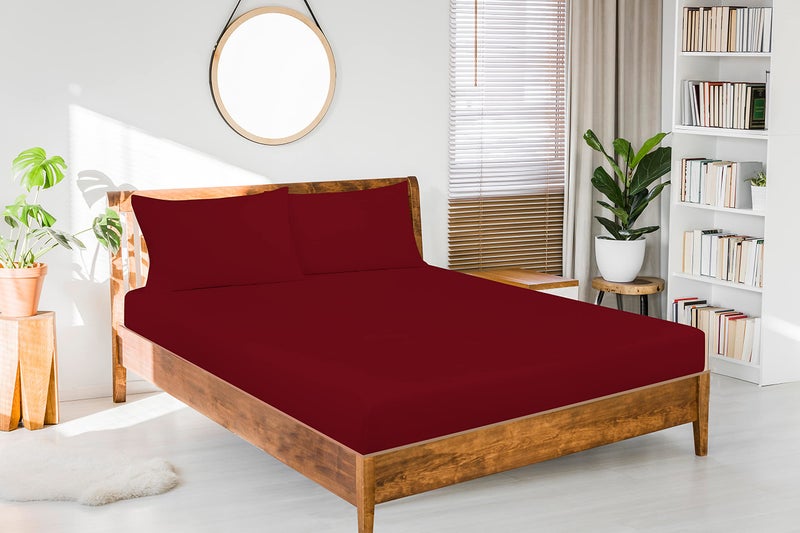 Royale Linens Fitted Sheet California King - Hotel Quality -1800 Soft Wrinkle & Fade Resistant - Bottom Sheet - Deep Pocket Stretches Upto 16"" - Fitted Sheet Only - Elastic Sheet (King Cal  Burgundy) - Image 4